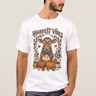 Herbst-Kalb-Shirt Vintage-Gravur-Ernte-Kürbis T-Shirt