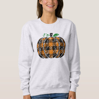 Herbst Kariert Kürbis Sweatshirt