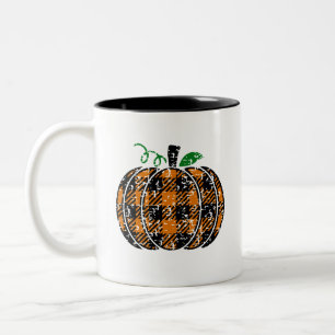 Herbst Kariert Kürbis Zweifarbige Tasse