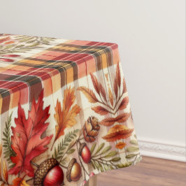 Herbst Kariert mit Blätter und Akkornen Tischdecke