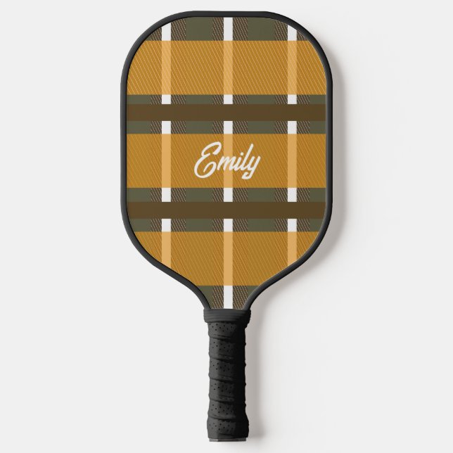 Herbst Kariert Name Pickleball Paddle (Vorderseite)