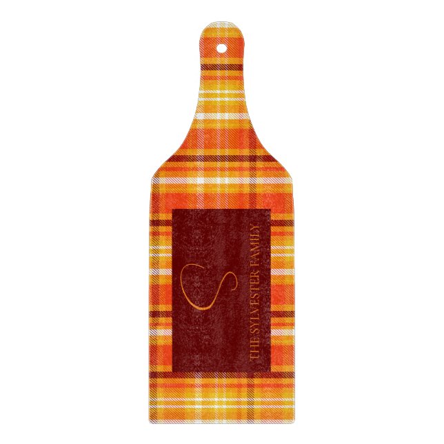 Herbst Kariert Orange Wohngestaltung Herbst Saison Schneidebrett (Vorderseite)