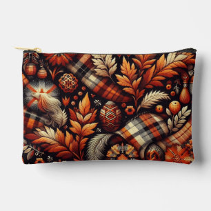 Herbst Karierte Blätter Orange Black Beige Zubehörtasche