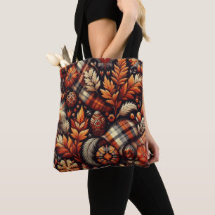 Herbst Karierte Blätter Orange Black Pattern