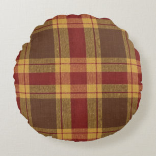 Herbst-Karo-Faux-Stoff-Rundkissen Rundes Kissen