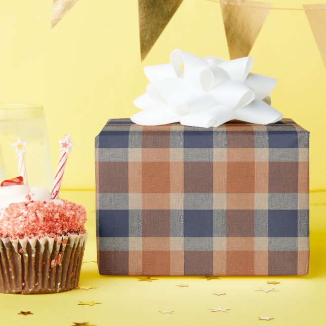 Herbst-Karo-Faux-Stofftextur-Wrap-Papierrolle Geschenkpapier (Geburtstagsparty)
