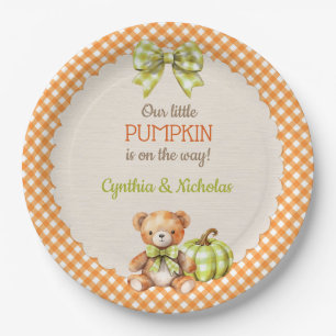 Herbst-Karotetten-Teddybär-Kürbis Pappteller