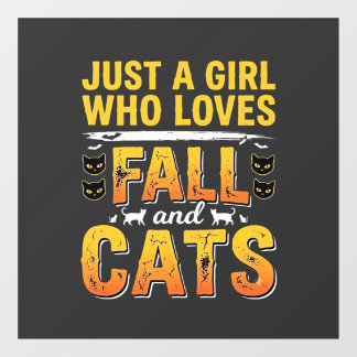 Herbst Katzen Mädchen Halloween Design_1 Fensteraufkleber
