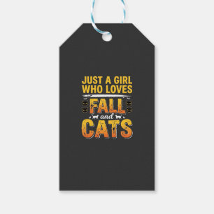 Herbst Katzen Mädchen Halloween Design_1 Geschenkanhänger