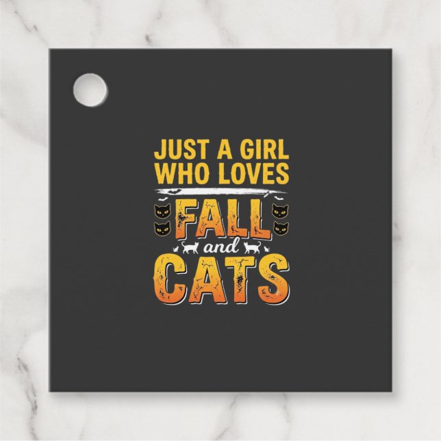 Herbst Katzen Mädchen Halloween Design_1 Geschenkanhänger (Vorderseite)