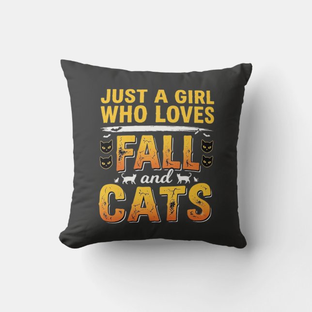 Herbst Katzen Mädchen Halloween Design_1 Kissen (Vorderseite)