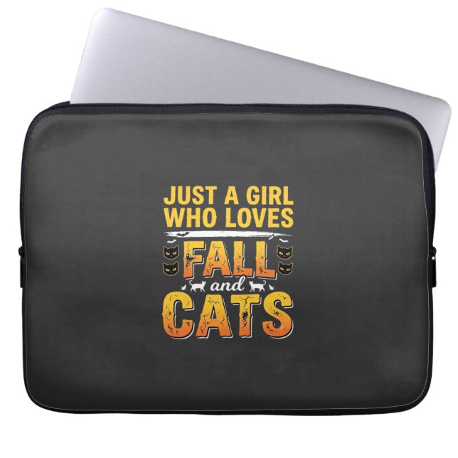 Herbst Katzen Mädchen Halloween Design_1 Laptopschutzhülle (Vorderseite)