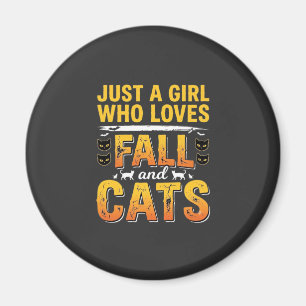 Herbst Katzen Mädchen Halloween Design_1 Magnet