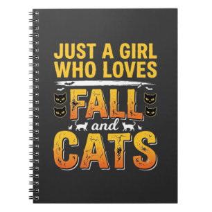 Herbst Katzen Mädchen Halloween Design_1 Notizblock