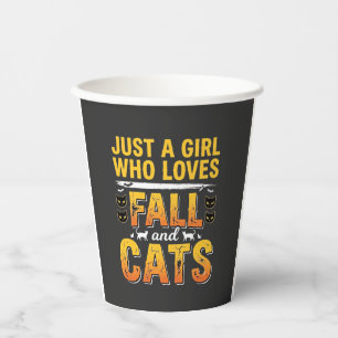 Herbst Katzen Mädchen Halloween Design_1 Pappbecher
