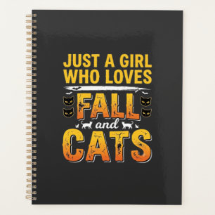 Herbst Katzen Mädchen Halloween Design_1 Planer