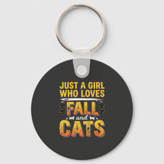 Herbst Katzen Mädchen Halloween Design_1 Schlüsselanhänger