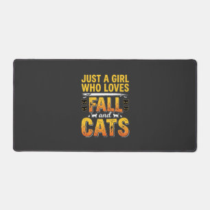Herbst Katzen Mädchen Halloween Design_1 Schreibtischunterlage