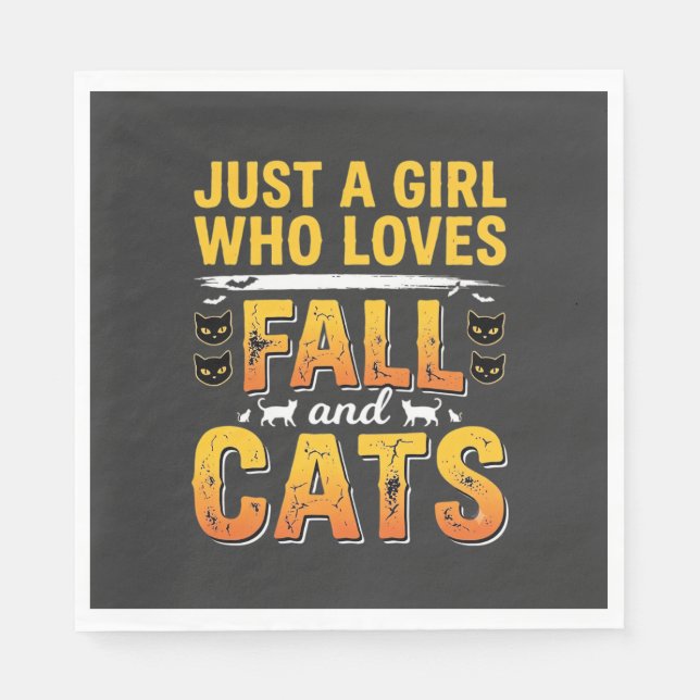 Herbst Katzen Mädchen Halloween Design_1 Serviette (Vorderseite)