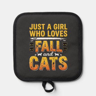 Herbst Katzen Mädchen Halloween Design_1 Topflappen