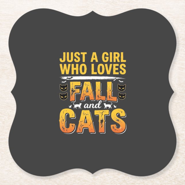 Herbst Katzen Mädchen Halloween Design_1 Untersetzer (Vorderseite)