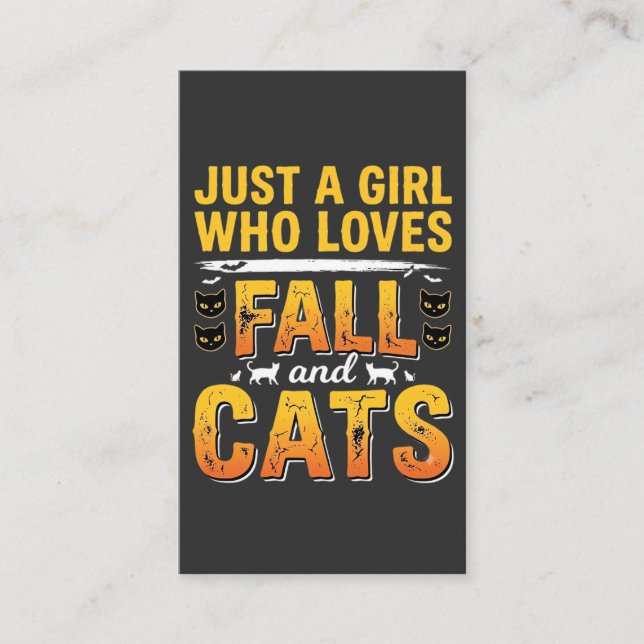 Herbst Katzen Mädchen Halloween Design_1 Visitenkarte (Vorderseite)