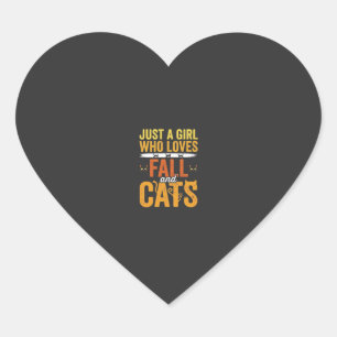 Herbst Katzen Mädchen Liebhaber Halloween Design Herz-Aufkleber
