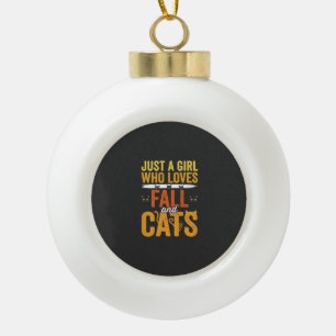 Herbst Katzen Mädchen Liebhaber Halloween Design Keramik Kugel-Ornament