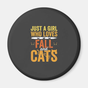 Herbst Katzen Mädchen Liebhaber Halloween Design Magnet
