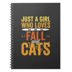 Herbst Katzen Mädchen Liebhaber Halloween Design Notizblock