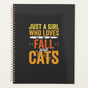 Herbst Katzen Mädchen Liebhaber Halloween Design Planer