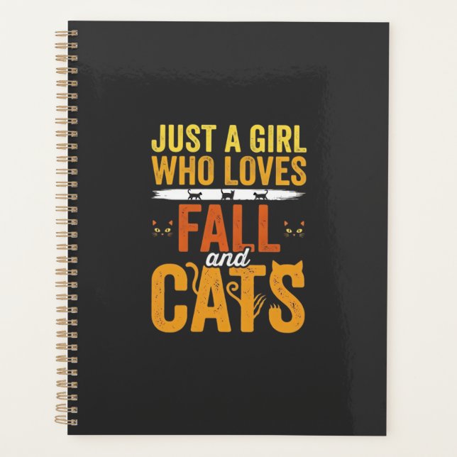 Herbst Katzen Mädchen Liebhaber Halloween Design Planer (Vorderseite)