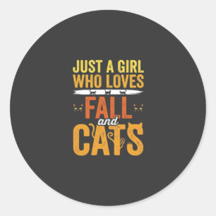 Herbst Katzen Mädchen Liebhaber Halloween Design Runder Aufkleber