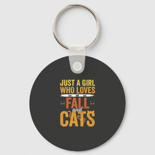 Herbst Katzen Mädchen Liebhaber Halloween Design Schlüsselanhänger