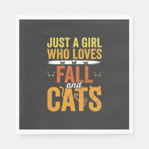 Herbst Katzen Mädchen Liebhaber Halloween Design Serviette