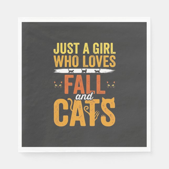 Herbst Katzen Mädchen Liebhaber Halloween Design Serviette (Vorderseite)