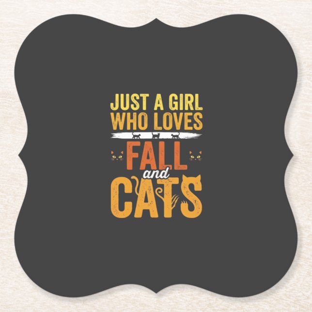 Herbst Katzen Mädchen Liebhaber Halloween Design Untersetzer (Vorderseite)