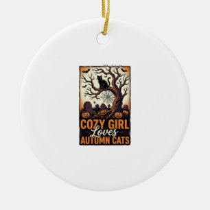 Herbst Katzenliebhaber Vintage Halloween Mädchen S Keramik Ornament