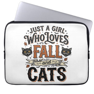 Herbst-Katzenliebhaber Vintage-Halloween-Shirt-Des Laptopschutzhülle