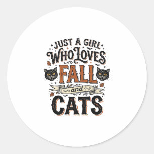 Herbst-Katzenliebhaber Vintage-Halloween-Shirt-Des Runder Aufkleber