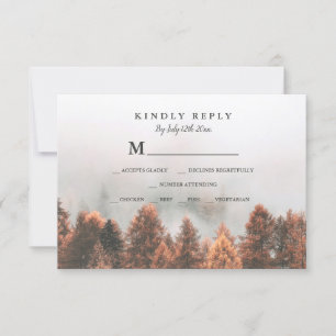 Herbst Kiefernwald Foto uAwg Hochzeit RSVP Karte