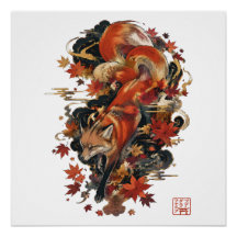 Herbst-Kitsune-Japanisches-Fuchsgeist-Design