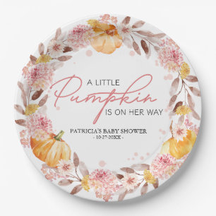 Herbst "Kleiner Kürbis" Baby Shower Personalisiert Pappteller