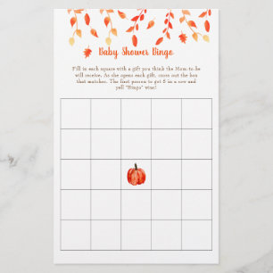 Herbst Kleiner Pumpkin Baby Dusche Bingo Spiel Flyer