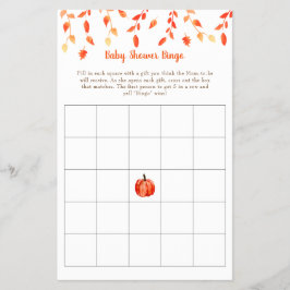 Herbst Kleiner Pumpkin Baby Dusche Bingo Spiel Flyer