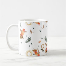 Herbst-Kolibri-Blumenmuster-Kaffeetasse