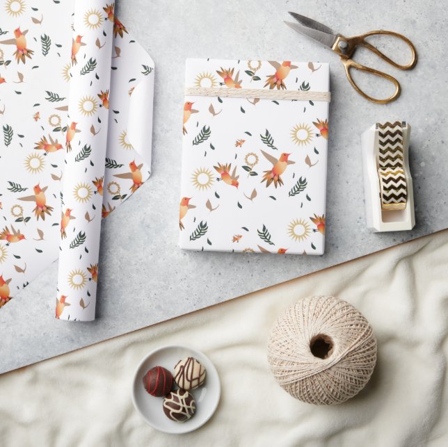 Herbst-Kolibri-Botanik-Geschenkpapier Geschenkpapier (Kunsthandwerk)