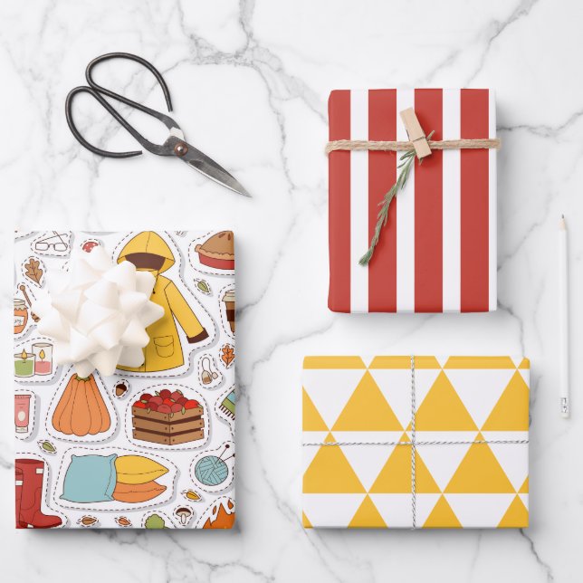 Herbst kommt das Set "Wrapping Paper" Geschenkpapier Set (Vorderseite)