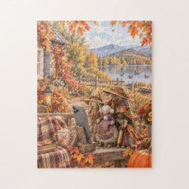 Herbst-Küchenhexen-Selfie-Puzzle Puzzle