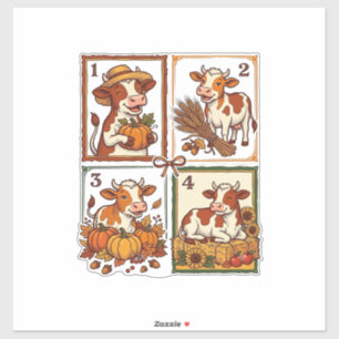 Herbst Kuh Quartett Vintage Patchwork Bauernhof Sh Aufkleber
